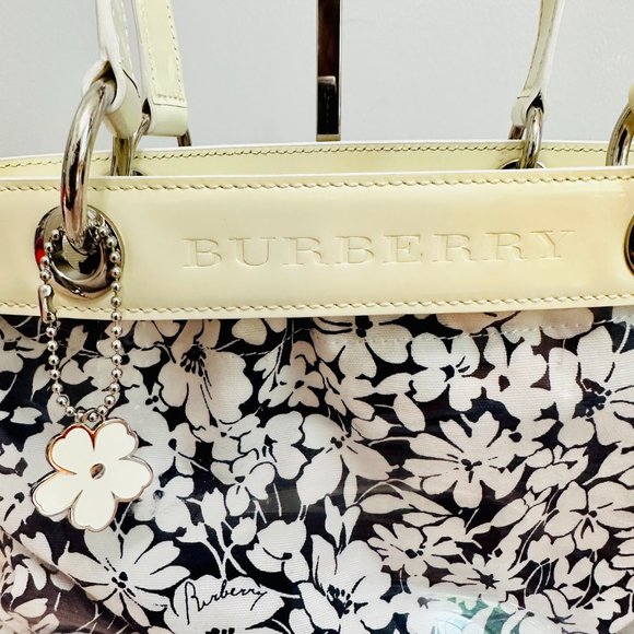 AUTHENTIC BURBERRY FLORAL VINYL AND PATENT LEATHER SHOULDER BAG VINTAGE - Picture 3 of 13